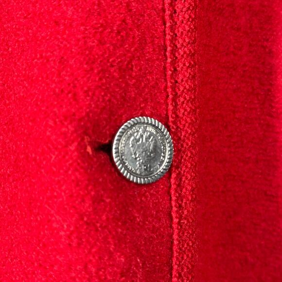 100% Boiled Wool Cardigan Cherry Red Cable Knit Size L Holiday Christmas Granny - Picture 10 of 16